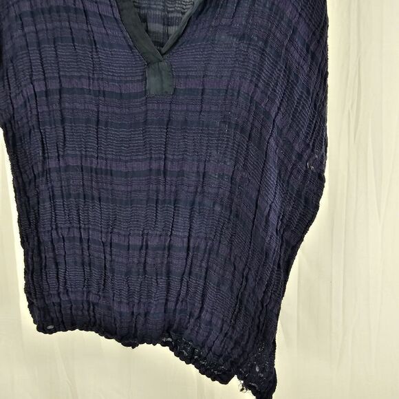 Ruby Yaya Navy Purple Striped Gauze Top Blouse Women's  Size Small - Picture 3 of 6